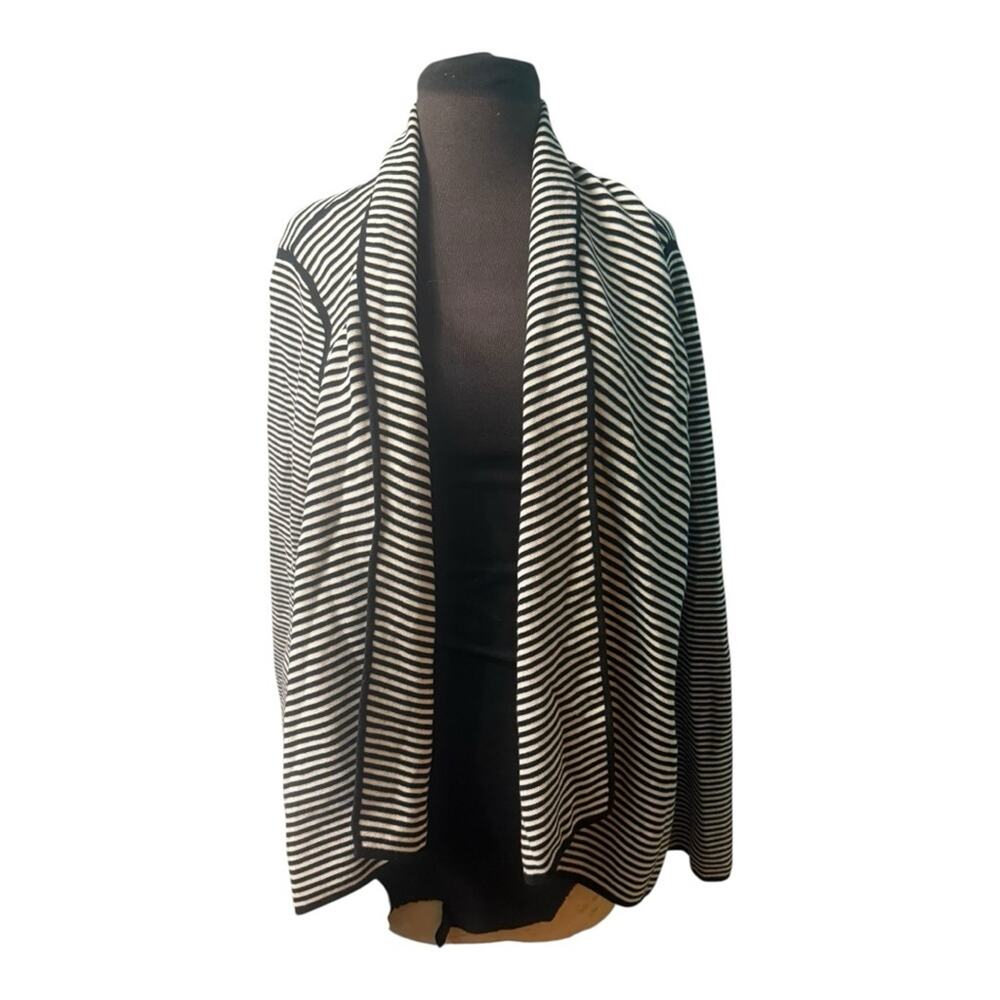 Talbots Black White Striped Knit Open Sweater Cardigan Womens Size 3X Classic